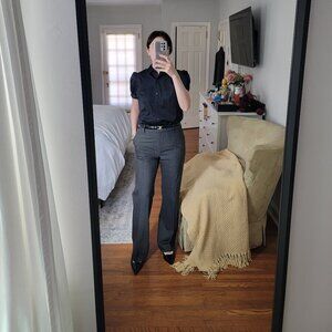 Brooks brothers black short-sleeve cotton blouse